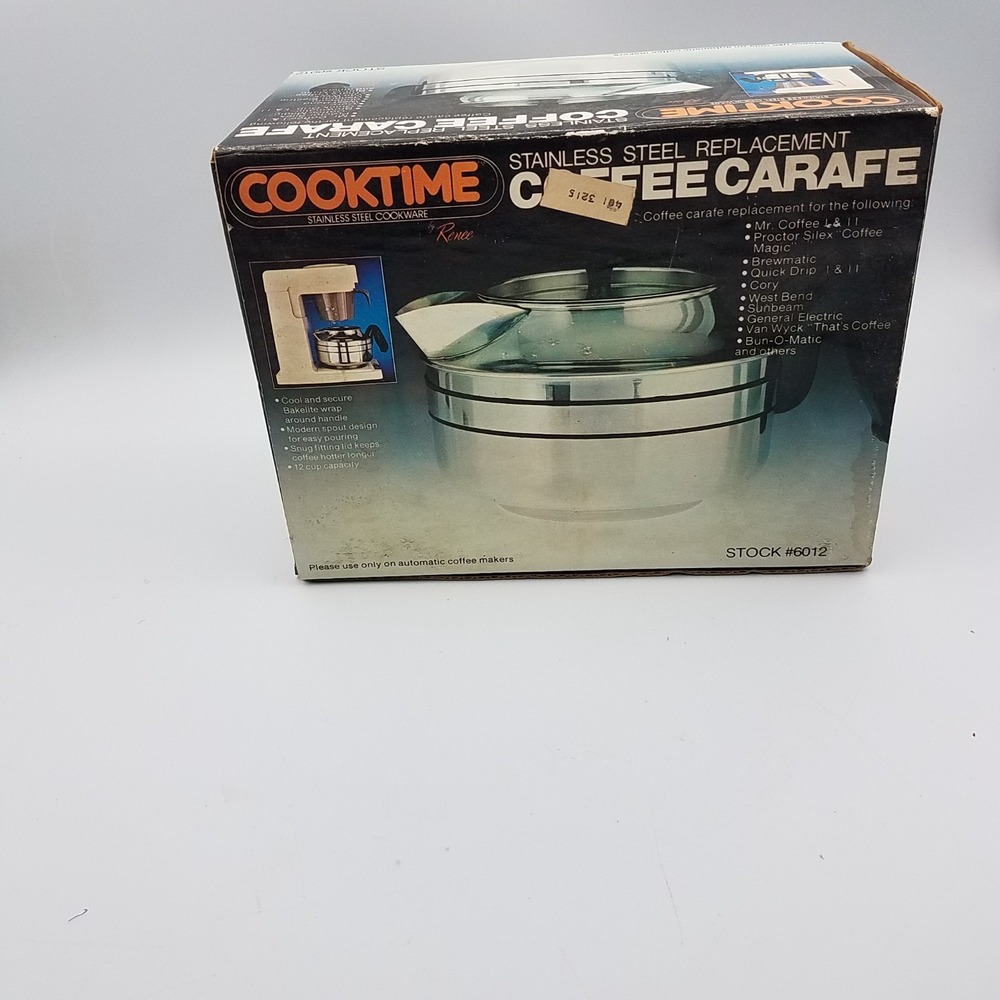 Cooktime Stainless Steel Replacement Coffee Carafe #6012 Mr. Coffee, Brewmatic.. - Picture 1 of 9